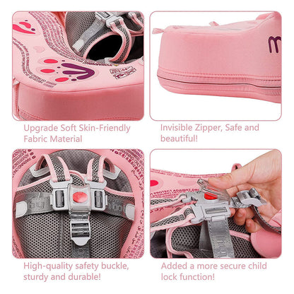 Step-by-step guide on how to lock and unlock the Mambobaby™ Butterfly Float safety harness.