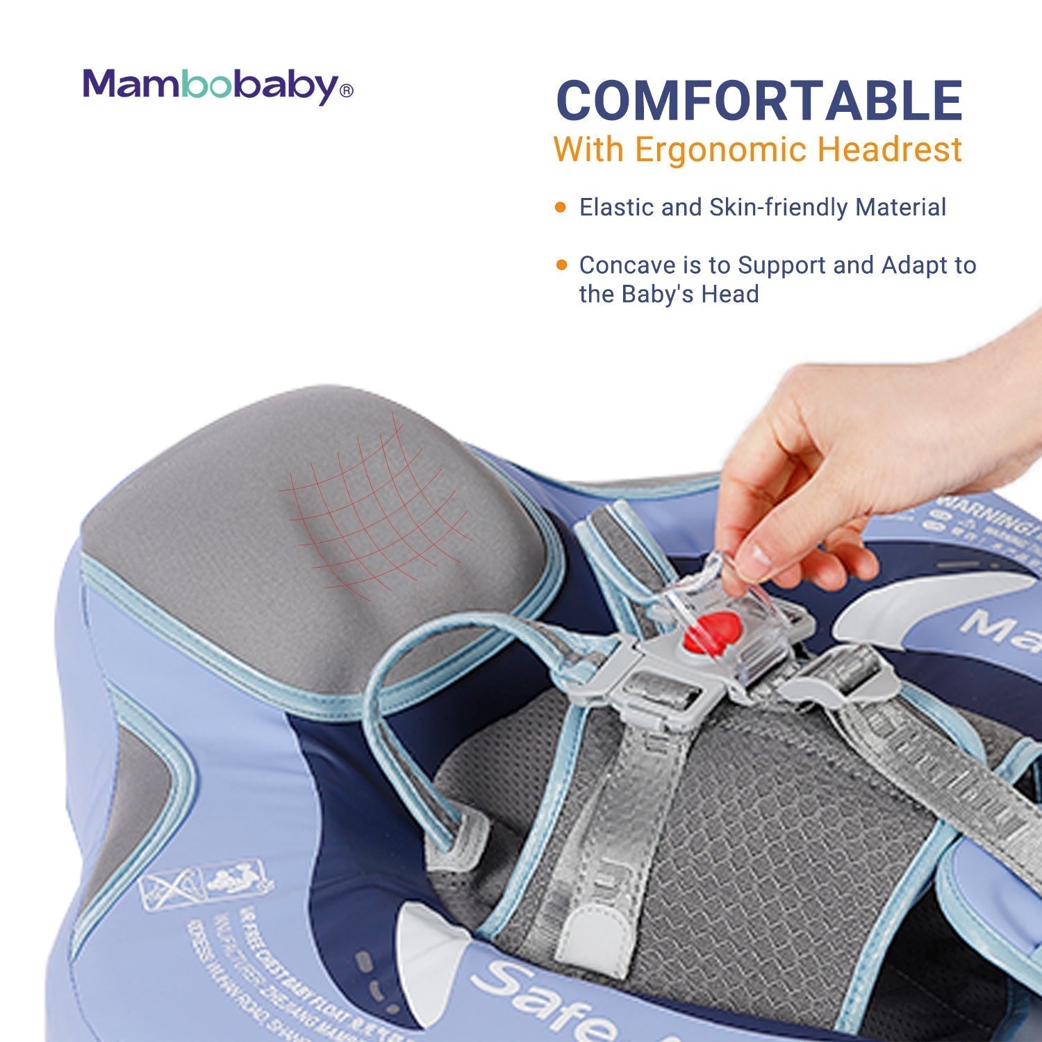 Step-by-step guide on how to lock and unlock the Mambobaby™ safety harness for an anti-slip, secure fit.
