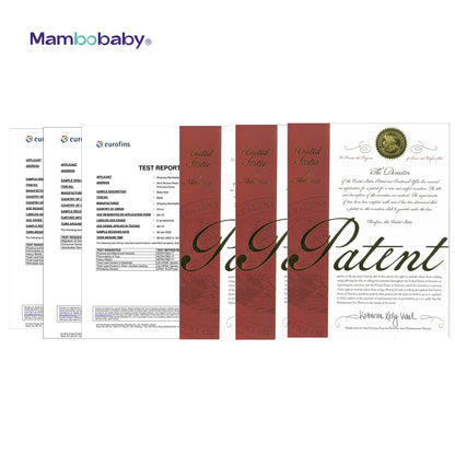 Official patent and safety compliance details of the Mambobaby™ air-free back float technology.