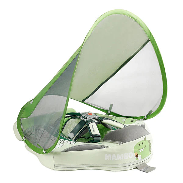 Original Mambobaby™ Playful Dinosaur Vert baby float for UK pools. Non-inflatable air-free design for babies 3-24 months.