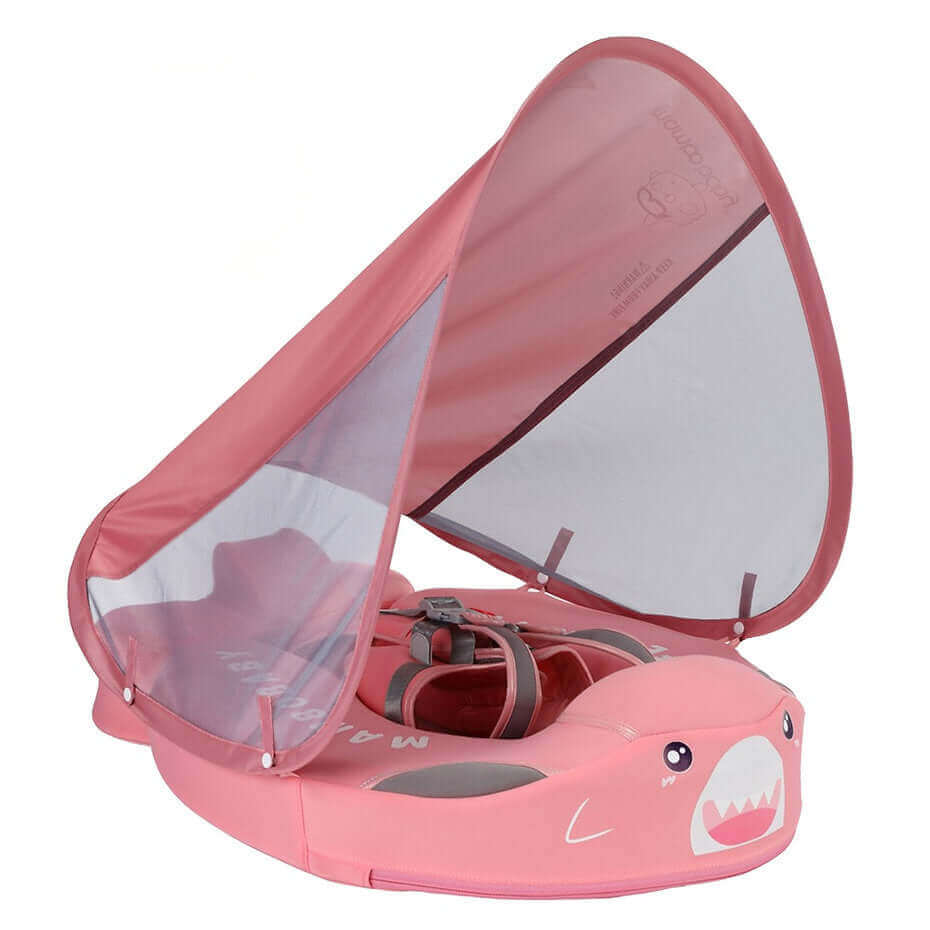 Original Mambobaby™ Playful pink Requin baby float for UK pools. Non-inflatable air-free design for babies 3-24 months.