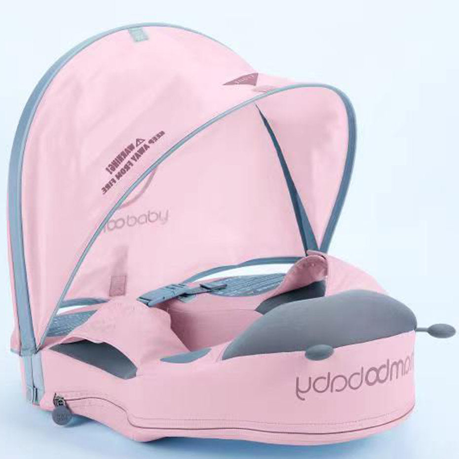 Original Mambobaby™ Ladybug Shoulder Float for toddlers 1-3 years, showing the air-free swim trainer with UPF 50+ canopy.