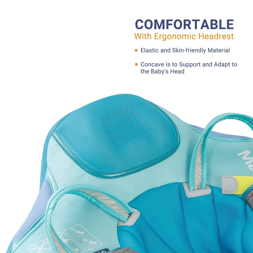 The ergonomic 45-degree headrest of the Mambobaby™ Modern Contrasting Float, designed for baby neck support and comfort.