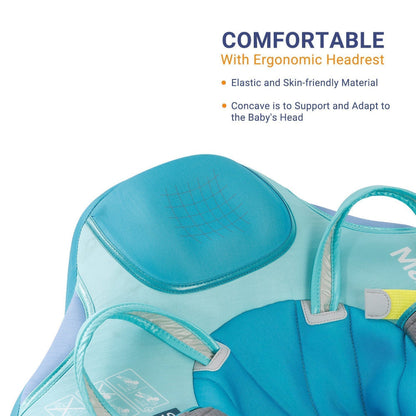 The ergonomic 45-degree headrest of the Mambobaby™ Modern Contrasting Float, designed for baby neck support and comfort.