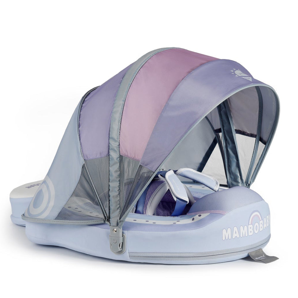 Original Mambobaby™ Rainbow Float for UK pools, featuring a non-inflatable air-free design for babies 3-24 months.