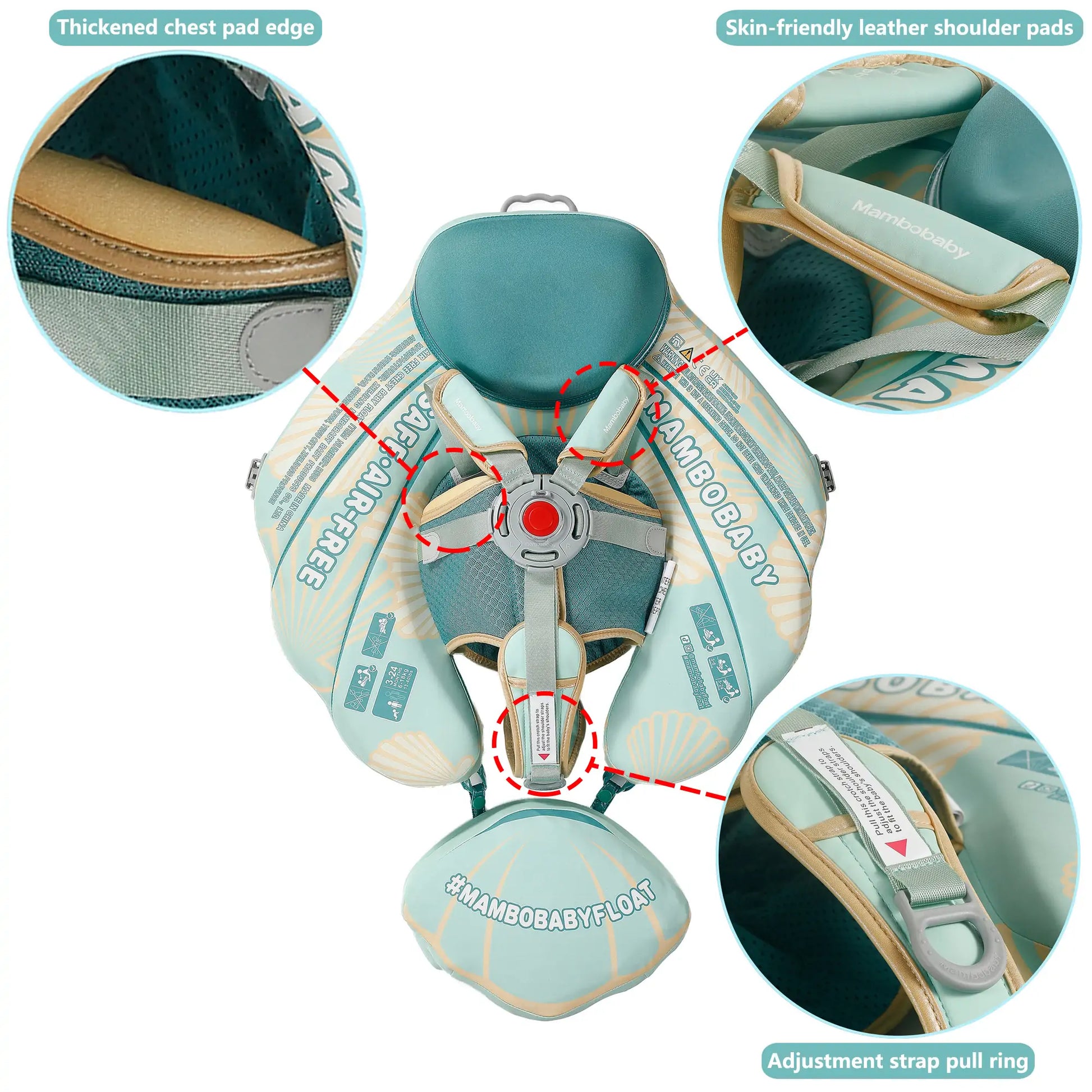 Close-up of the Mambobaby safety lock and unlock button, showing the secure child-proof mechanism for UK pool safety.