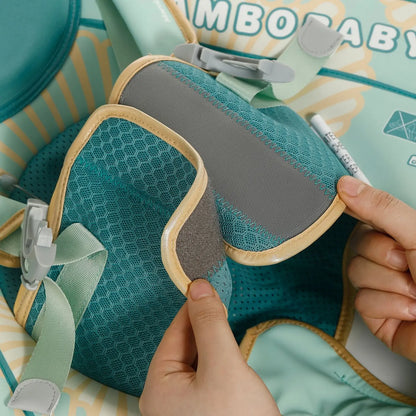 Close-up of the Mambobaby safety lock and unlock button, showing the secure child-proof mechanism for UK pool safety.