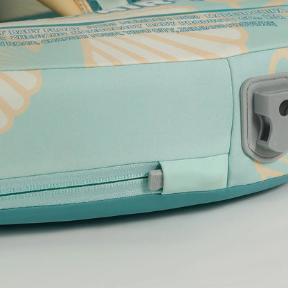 Close-up of the Mambobaby safety lock and unlock button, showing the secure child-proof mechanism for UK pool safety.